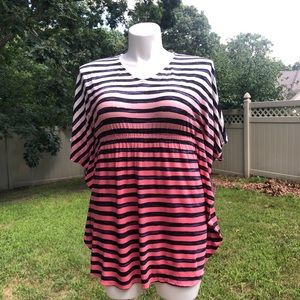 Soma, S, Soft Jersey Caftan Tunic -OMBRÉ  STRIPE TEA ROSE - $79 NEW